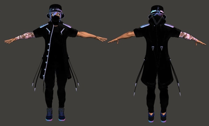 create custom vrchat avatar, 3d custom vrchat avatar, anime, eboy avatar rig