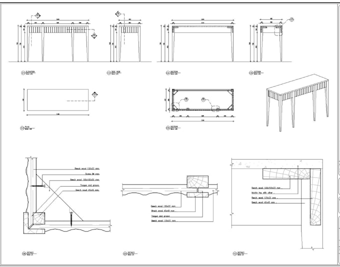 Draft furniture sketch or photo to technical cad drawing by Sayed_handol