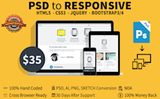 convert PSD to responsive HTML5 css3 using bootstrap 4