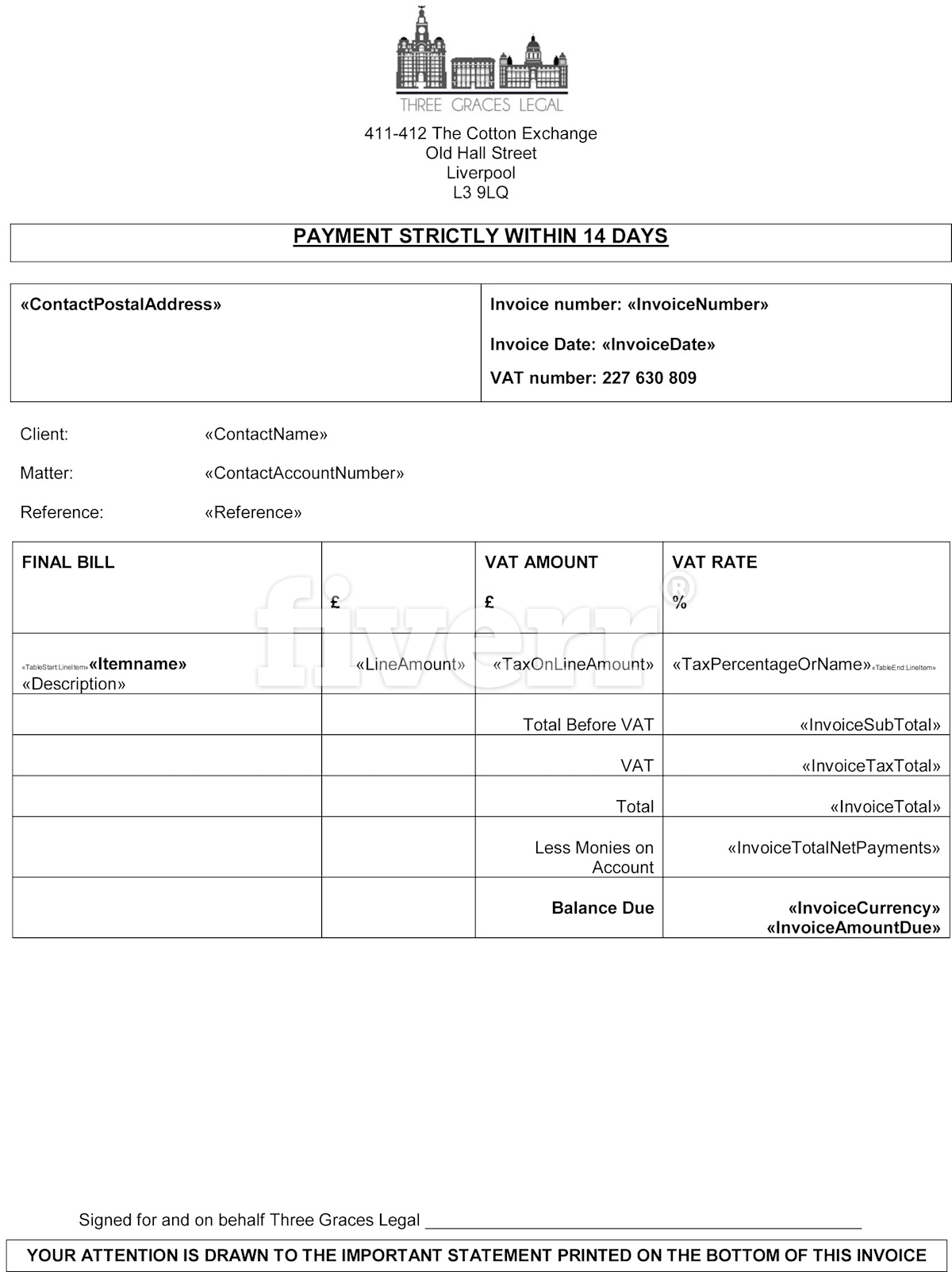 Xero Custom Invoice Template