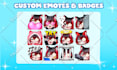 make chibi twitch emotes, animated emotes, sub badges, vtuber, stream, discord
