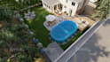 do backyard landscape design, garden, pool, patio, fireplace