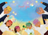 create a cute children book illustration and cover