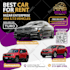 design car rental, repair, car wash, detailing pricelist flyer, banner, postcard