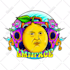 do hand drawn trippy psychedelic hippie logo sticker patch