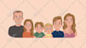 draw cute cartoon portrait for couple, family, wedding