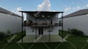 design 3d landscape,backyard,front yard,pool,garden,patio,outdoor with render