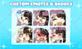 make chibi twitch emotes, animated emotes, sub badges, vtuber, stream, discord