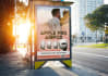 create a realistic bus stop advertising mockup