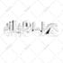 draw creative line art city skyline with watercolors