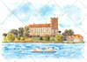 draw your wedding venue photo in watercolor illustration