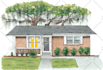 hand draw house portrait and building illustrations