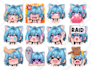 make chibi twitch emotes, animated emotes, sub badges, vtuber, stream, discord