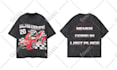 design car streetwear, t shirt high large grunge cars art