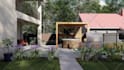 design landscape, garden, backyard, patio, 3d renderings
