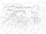 draw custom wedding venue illustration in pen ink style