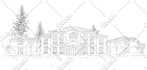 draw custom wedding venue illustration in pen ink style