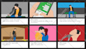draw 5 panels for your storyboard, project, animation
