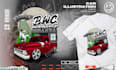 draw car illustration for t shirt design and merchandise