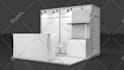 do exhibition stand, 3d trade booth, kiosk, stall, layout, backdrop, pavillion