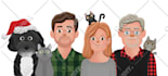 draw cute cartoon portrait for couple, family, wedding