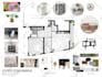 design interior mood board, floor plan, shopping list