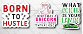 creative  awesome typography sticker designs and label designs