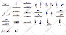 draw exercise, yoga, any fitness poses and workout illustration