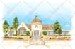 draw your wedding venue photo in watercolor illustration
