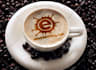 put your text or logo in a coffee cup with coffee powder