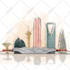 draw creative line art city skyline with watercolors