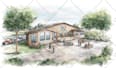 hand draw and render digital architecture illustration