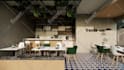 design a 3d model, interior decor for coffee shop, café, restaurant, hotel
