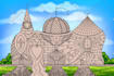 architectural or natural landscape digital by hand