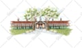 hand draw house portrait and building illustrations