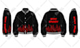 design varsity jacket  flat sketch tech pack  artwork