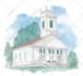 draw custom wedding venue illustration in pen ink style
