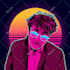 create 80s synthwave vaporwave retro vintage portrait illustration from photo