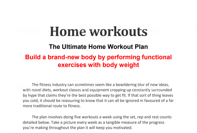Create A 28 Days Home Workout Program For You Weightloss