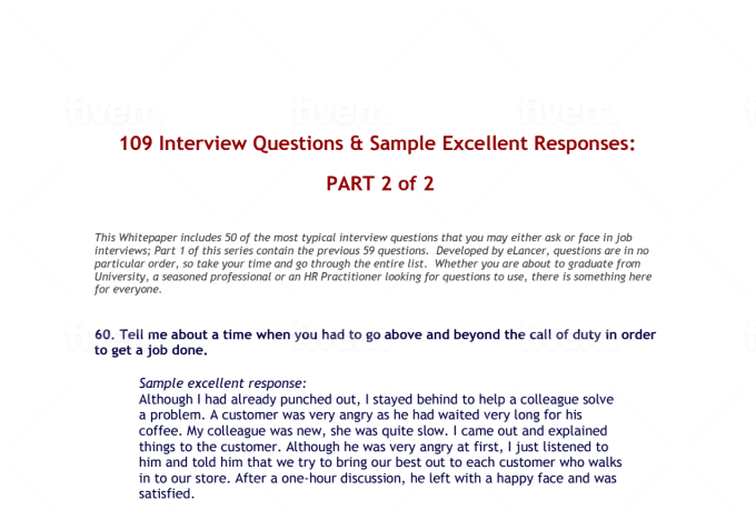 Give You 100 Job Interview Questions And Responses By Haseebsiddiq896