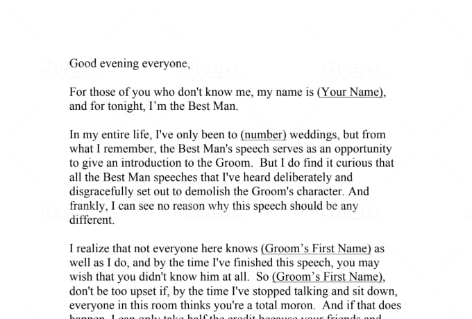 write a best man speech for a wedding