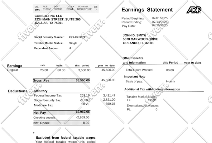 create adp paystub, check stubs, pay stubs, w2, 1099, 1040 and payroll report