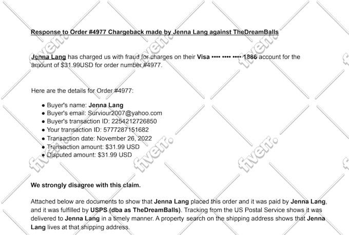 write a strong chargeback rebuttal letter for all types of disputes