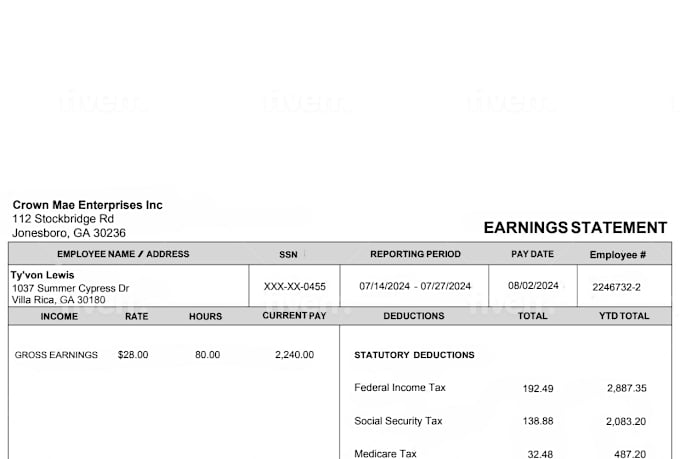 prepare adp pay stubs w2 and rental ledger for apt