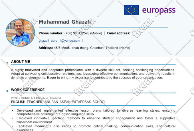 prepare your europass CV