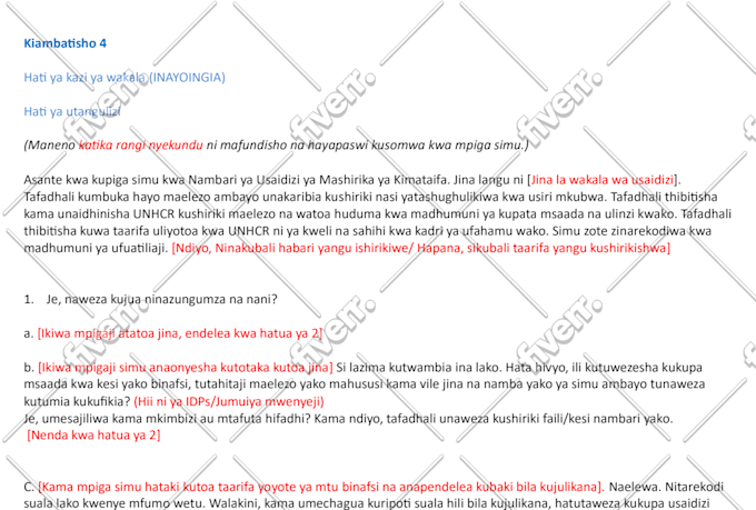 do english to swahili translation and transcription