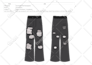 design jeans, stacked denim, distressed pants tech pack