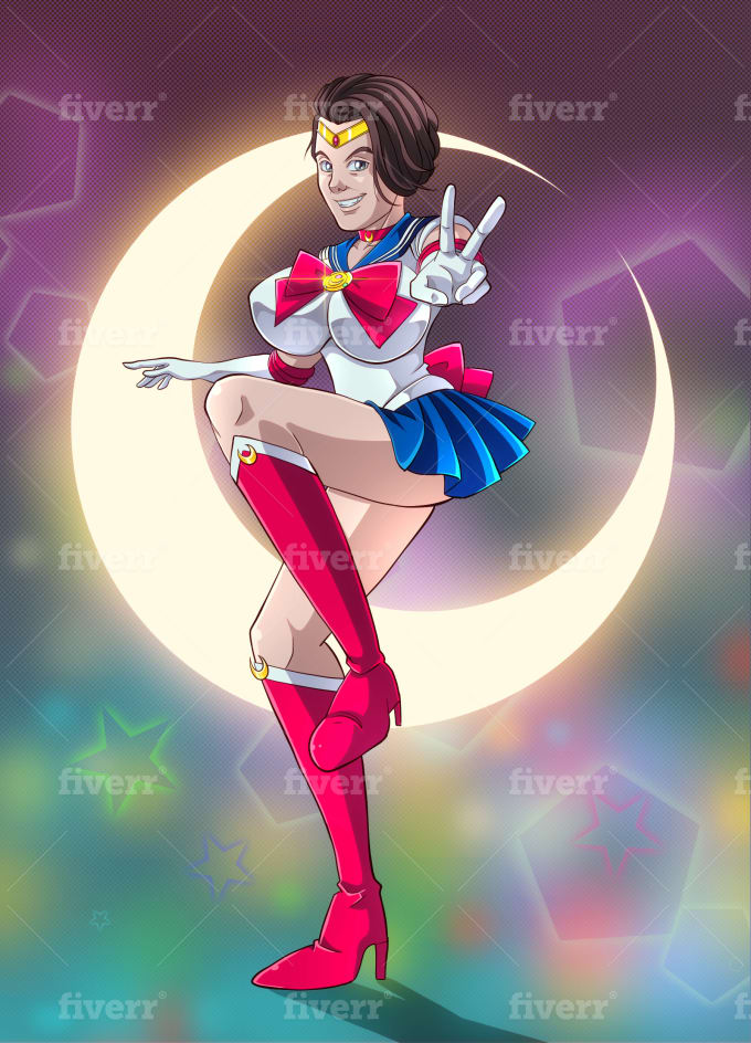 Draw you in sailor moon anime manga style by Okashy | Fiverr