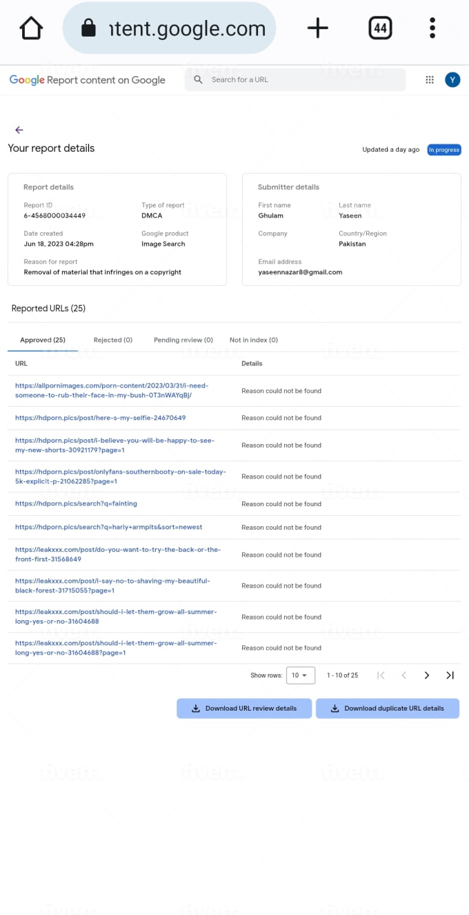 Retrait uniquement pour les fans qui enfreignent le contenu en vertu des  avis de retrait dmca