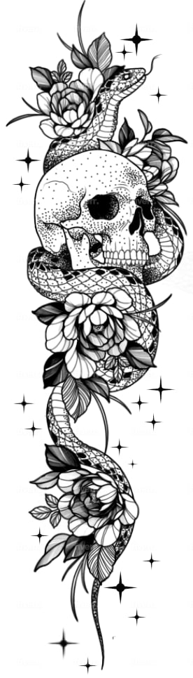 Black and white hand drawn tattoo style animal fac